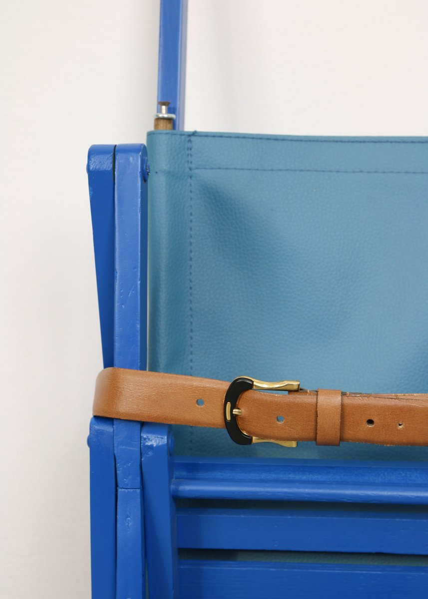 Mid-Century Blue Wooden Foldable Stroller, 1960s