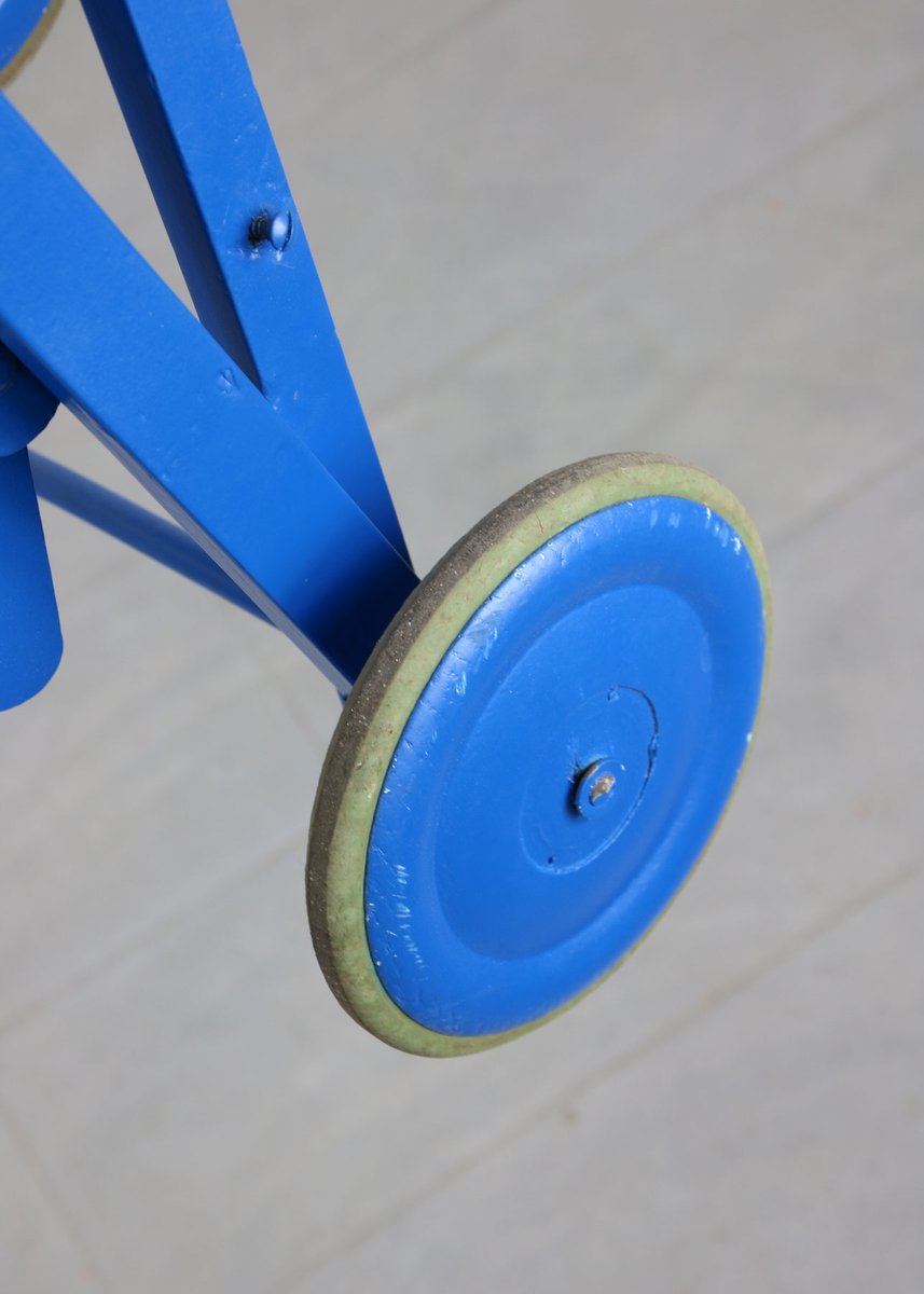 Mid-Century Blue Wooden Foldable Stroller, 1960s