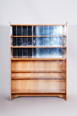 Mid-Century Bookcase in Ash & Glass, Czech, 1950s-WHY-1777972