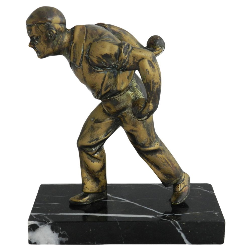 Mid-Century Boules Player in Spelter, France, 1950s