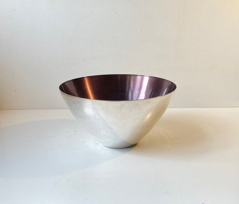 Mid-Century Bowl in Silver Plate & Purple Enamel from Dgs, 1950s-LCR-1034759