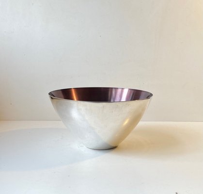 Mid-Century Bowl in Silver Plate & Purple Enamel from Dgs, 1950s-LCR-1034759