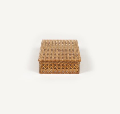 Mid-Century Box in Rattan, Acrylic Glass and Cork in the style of Christian Dior, Italy, 1970s-LYQ-1750925