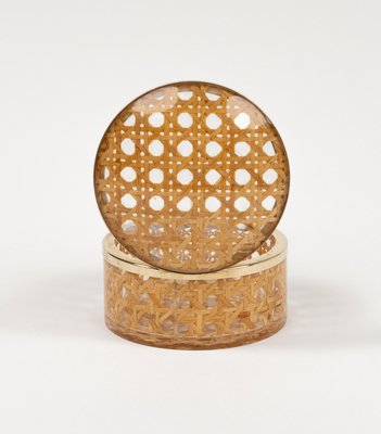 Mid-Century Box in Rattan and Brass from Christian Dior, 1970s-LYQ-2035239