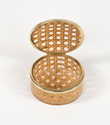 Mid-Century Box in Rattan and Brass from Christian Dior, 1970s-LYQ-2035239