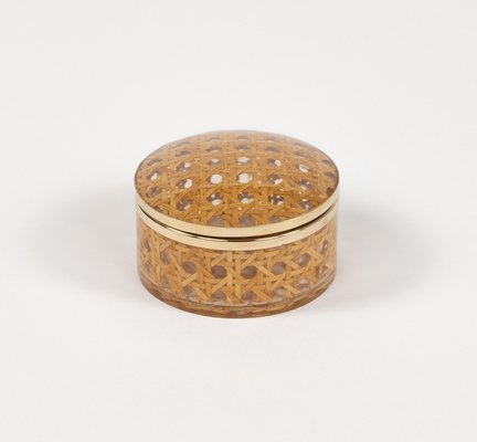 Mid-Century Box in Rattan and Brass from Christian Dior, 1970s-LYQ-2035239