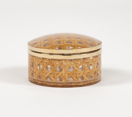 Mid-Century Box in Rattan and Brass from Christian Dior, 1970s-LYQ-2035239