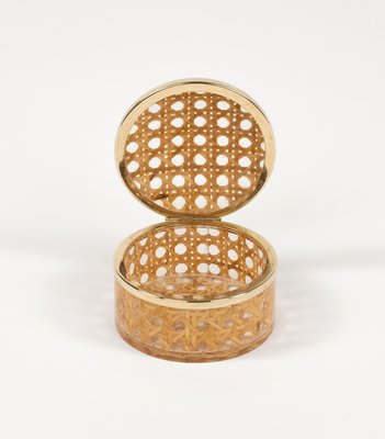 Mid-Century Box in Rattan and Brass from Christian Dior, 1970s-LYQ-2035239