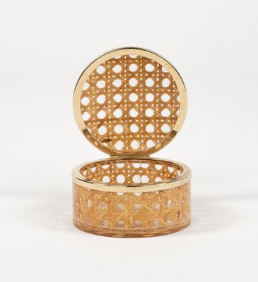 Mid-Century Box in Rattan and Brass from Christian Dior, 1970s-LYQ-2035239