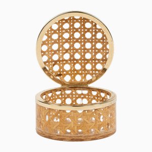 Mid-Century Box in Rattan and Brass from Christian Dior, 1970s-LYQ-2035239