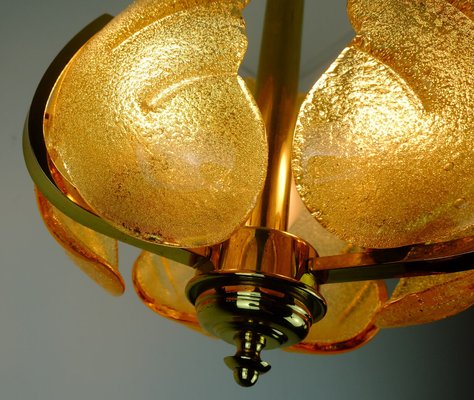 Mid-Century Brass Amber Glass Pendant Lamp by Carl Fagerlund, 1960s-FH-1357974