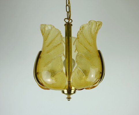 Mid-Century Brass Amber Glass Pendant Lamp by Carl Fagerlund, 1960s-FH-1357974