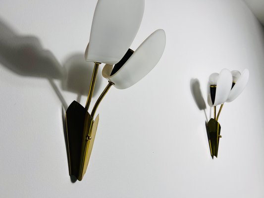 Mid-Century Brass and Acrylic Glass Wall Lamps, Italy, 1960s, Set of 2-PUK-2024101