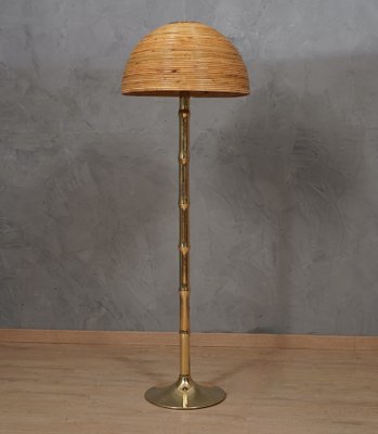 Mid-Century Brass and Bamboo Floor Lamp, 1990s-UH-1742752