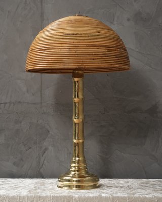 Mid-Century Brass and Bamboo Table Lamp, 1990-UH-1737086