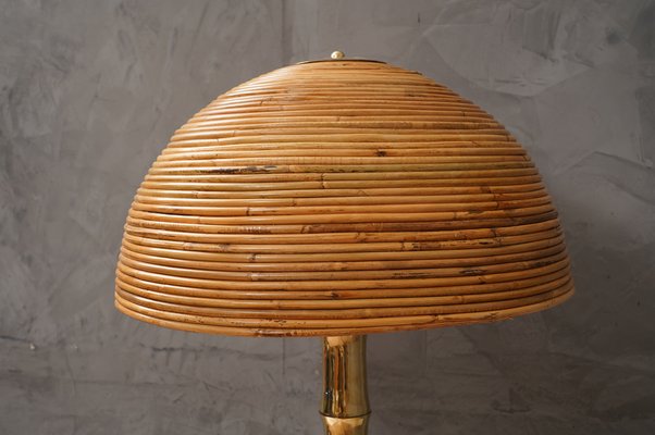 Mid-Century Brass and Bamboo Table Lamp, 1990-UH-1737086