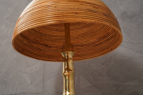 Mid-Century Brass and Bamboo Table Lamp, 1990-UH-1737086