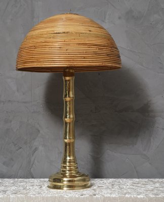 Mid-Century Brass and Bamboo Table Lamp, 1990-UH-1737086