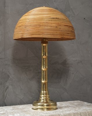 Mid-Century Brass and Bamboo Table Lamp, 1990-UH-1737086