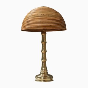 Mid-Century Brass and Bamboo Table Lamp, 1990-UH-1737086