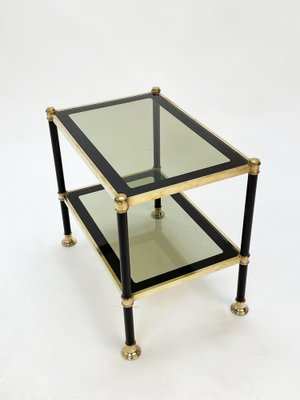 Mid-Century Brass and Black Metal Rectangular Coffee Table with Smoked Glass, 1970s-JDR-1249734