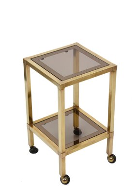 Mid-Century Brass and Bronzed Smoked Glass Squared Coffee Table, 1970s-JDR-1125482