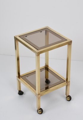 Mid-Century Brass and Bronzed Smoked Glass Squared Coffee Table, 1970s-JDR-1125482