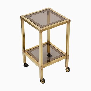 Mid-Century Brass and Bronzed Smoked Glass Squared Coffee Table, 1970s-JDR-1125482