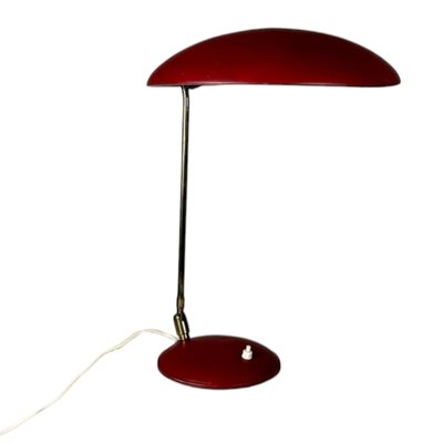 Mid-Century Brass and Burgundy Metal Table Lamp, 1960s-TCS-1716661