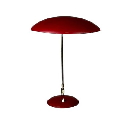 Mid-Century Brass and Burgundy Metal Table Lamp, 1960s-TCS-1716661