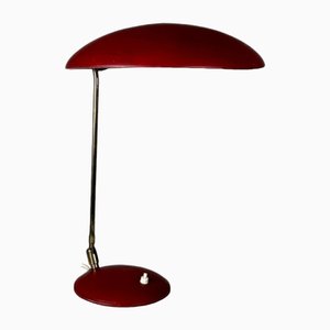 Mid-Century Brass and Burgundy Metal Table Lamp, 1960s-TCS-1716661