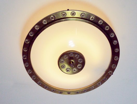 Mid-Century Brass and Crystal Ceiling Lamp by Emil Stejnar for Rupert Nikoll, 1950s-DEK-548908