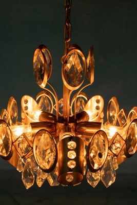 Mid-Century Brass and Crystal Chandelier in the style of Gaetano Sciolari for Palwa-HGA-552863