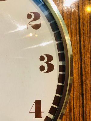 Mid-Century Brass and Formica Wall Clock from JAZ, 1970s-OJT-883095