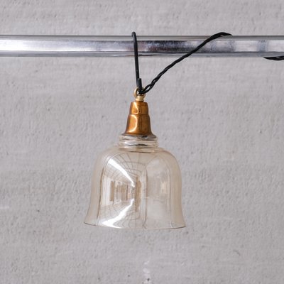 Mid-Century Brass and Glass Bell Pendant-JRP-1765398