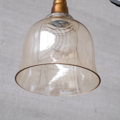 Mid-Century Brass and Glass Bell Pendant-JRP-1765398