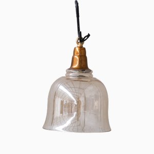 Mid-Century Brass and Glass Bell Pendant-JRP-1765398