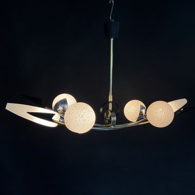 Mid-Century Brass and Glass Ceiling Lamps from Arlus-JUZ-1297221