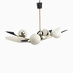 Mid-Century Brass and Glass Ceiling Lamps from Arlus-JUZ-1297221