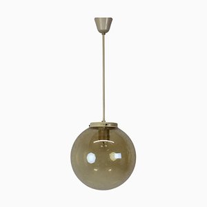 Mid-Century Brass and Glass Chandelier attributed to Valasske Mezirici, 1970s-TZ-1778205