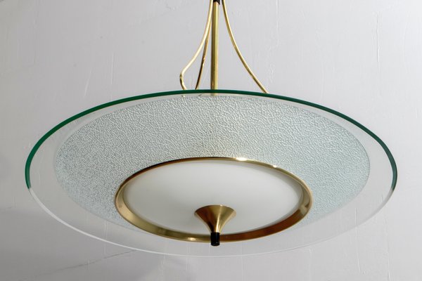 Mid-Century Brass and Glass Church Chandelier by Pietro Chiesa for Fontana Arte, 1940s-FER-618195