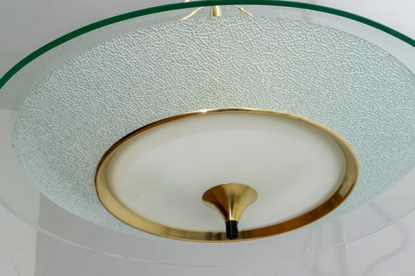 Mid-Century Brass and Glass Church Chandelier by Pietro Chiesa for Fontana Arte, 1940s-FER-618195