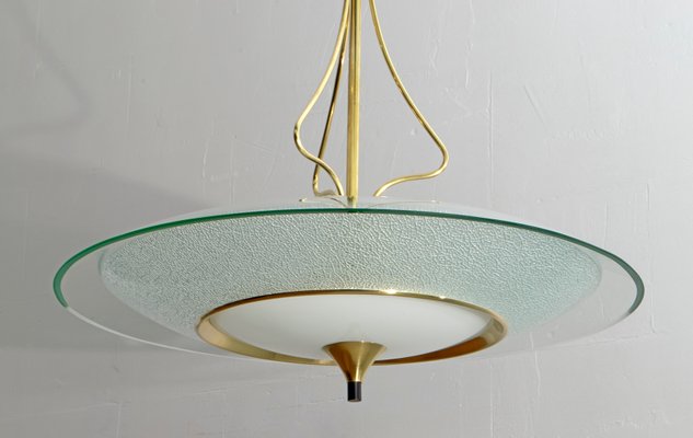 Mid-Century Brass and Glass Church Chandelier by Pietro Chiesa for Fontana Arte, 1940s-FER-618195