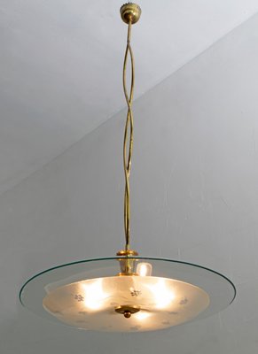 Mid-Century Brass and Glass Church Chandelier by Pietro Chiesa for Fontana Arte, 1940s-FER-620932