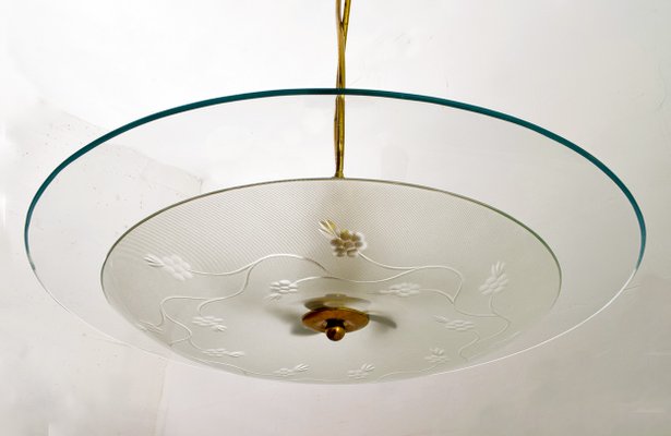 Mid-Century Brass and Glass Church Chandelier by Pietro Chiesa for Fontana Arte, 1940s-FER-620932