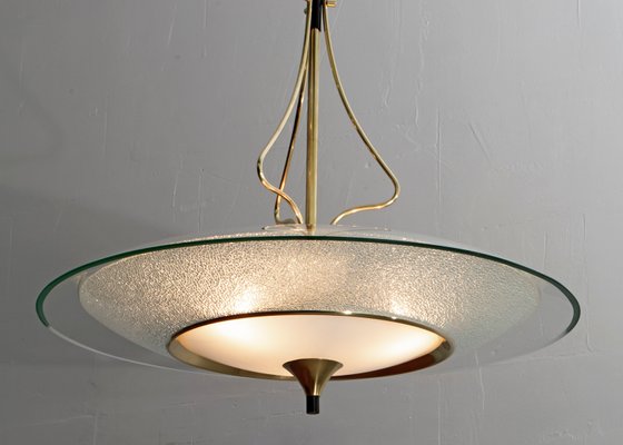 Mid-Century Brass and Glass Church Chandelier by Pietro Chiesa for Fontana Arte, 1940s-FER-618195