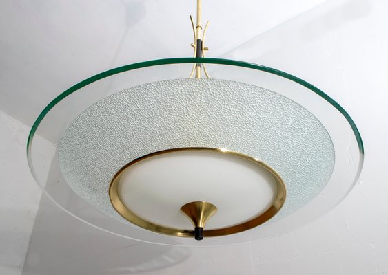 Mid-Century Brass and Glass Church Chandelier by Pietro Chiesa for Fontana Arte, 1940s-FER-618195