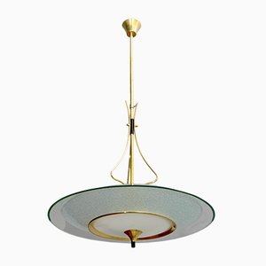 Mid-Century Brass and Glass Church Chandelier by Pietro Chiesa for Fontana Arte, 1940s-FER-618195