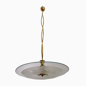 Mid-Century Brass and Glass Church Chandelier by Pietro Chiesa for Fontana Arte, 1940s-FER-620932