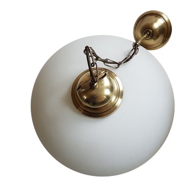 Mid-Century Brass and Glass Pendant Lamp-NUX-931129